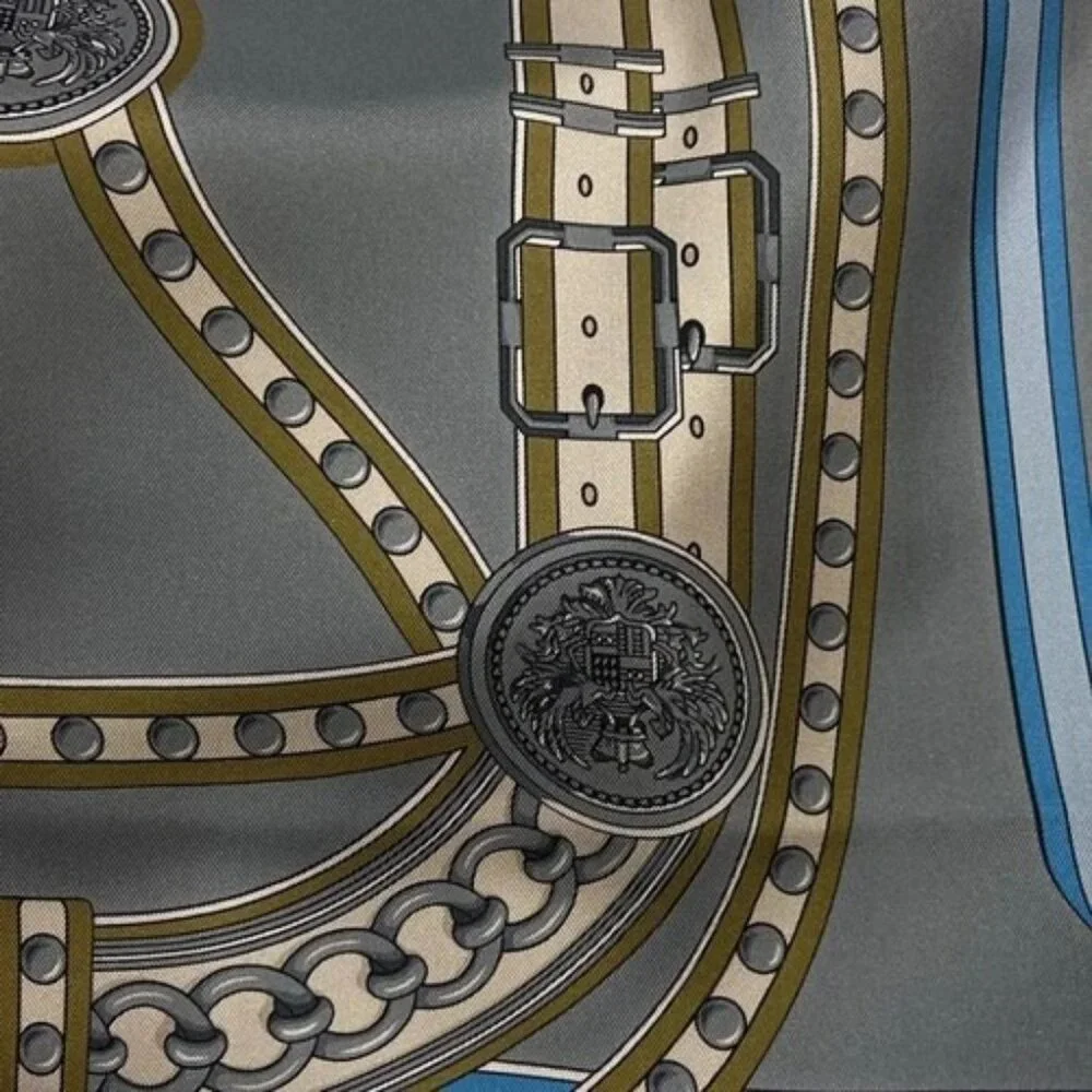 HERMES - Gray Navy Multi Scarf - Picture 5 of 5